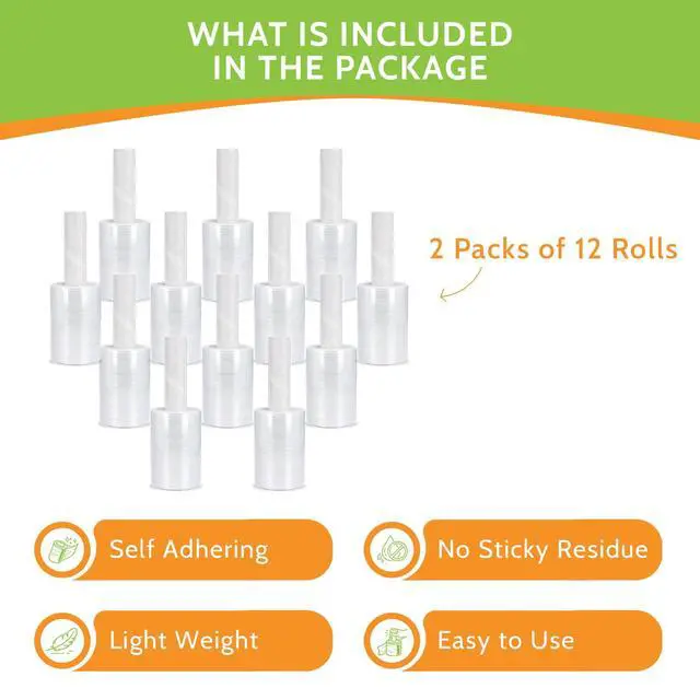Alt view image 3 of 7 - PSBM Mini Extended Core Platic Stretch Film Wrap 5" x 1000' 80 GA 24 Rolls | Heavy Duty up to 500% Ultimate Stretch Clear Plastic Wrap Industrial Strength Shrink Film for Moving, Packing & Shipping