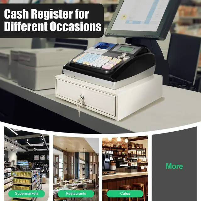 Alt view image 5 of 7 - Electronic Cash Register, 48 Keys 35W Cash Register for Small Businesses with with 2.4in/s Printing Speed Cash Management System for Restaurant Supermarket Retail 8-Digits LED Display Black