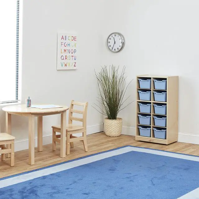 Alt view image 2 of 7 - 10 Cubby Tray Cabinet with Scoop Front Storage Bins, 5x2, Classroom Furniture, Powder Blue