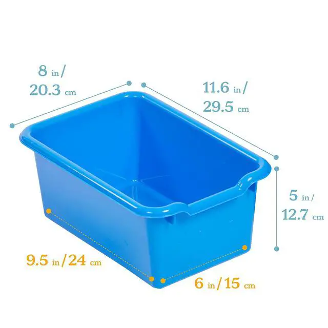Alt view image 4 of 7 - 10 Cubby Mobile Tray Cabinet and 10 Scoop Front Bins, 5x2, Kids Furniture, Blue