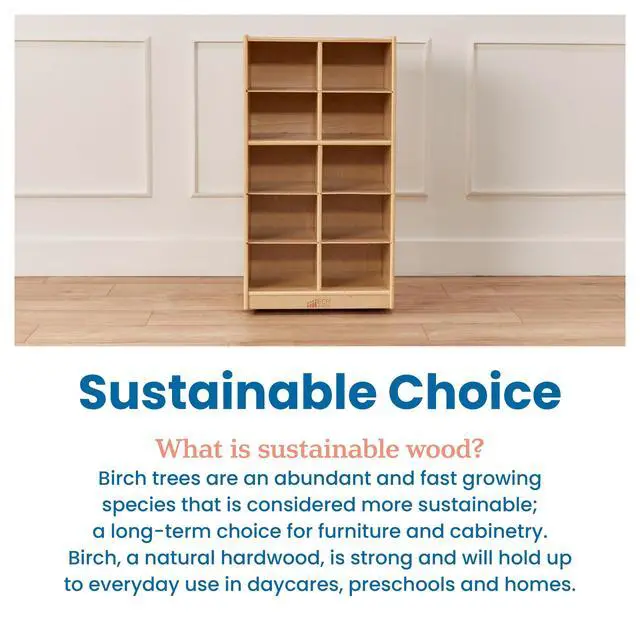 Alt view image 7 of 7 - 10 Cubby Tray Cabinet with Scoop Front Storage Bins, 5x2, Classroom Furniture, Powder Blue