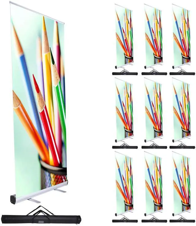 Main image of 10 Pack 33" x 79" Retractable Roll Up Banner Stands | Aluminum Structure, Includes Carrying Bags, Bulk Trade Show Display Kit (10 Pack)