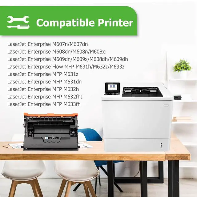 Alt view image 3 of 6 - CF237A 37A Black Toner Cartridge Replacement for HP M607 M608 CF237X 37X | Compatible for HP LaserJet Enterprise M607n M607dn M608n M608dn M608x M609 MFP M631 M632 M633 M609x M609dn M631dn Ink Printer