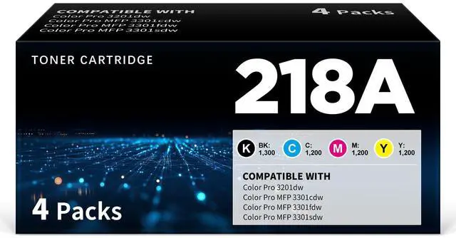 Main image of 218A Toner Cartridges 4 Packs With Chip | Compatible Replacement for HP 218A W2180A W2181A W2182A W2183A 218X W2180X work with Color Pro 3201dw 3301cdw 3301fdw 3301sdw Printer, 4 Color Packs Set
