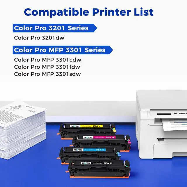 Alt view image 3 of 7 - 218A Toner Cartridges 4 Packs With Chip | Compatible Replacement for HP 218A W2180A W2181A W2182A W2183A 218X W2180X work with Color Pro 3201dw 3301cdw 3301fdw 3301sdw Printer, 4 Color Packs Set