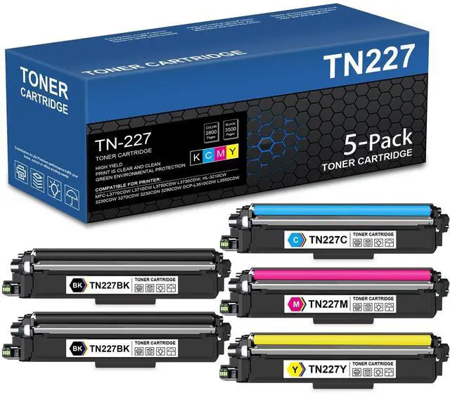 Main image of TN-227 TN227BK/C/M/Y High Yield Toner Cartridge Replacement for Brother TN-227BK TN227 TN223 TN-223 Compatible with Brother MFC-L3770CDW MFC-L3710CW HL-3230CDW HL-3210CW Printer Toner (5 Pack)