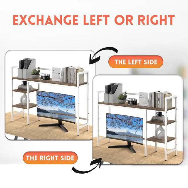 Alt view image 4 of 7 - Desktop Shelf, 4 Tier Wood Desk Hutch for Computer Monitor up to 28'' Multipurpose Countertop Desk Organizer Shelf, 38.6''Desktop Bookshelf Storage Rack for Home Office Dorm, White
