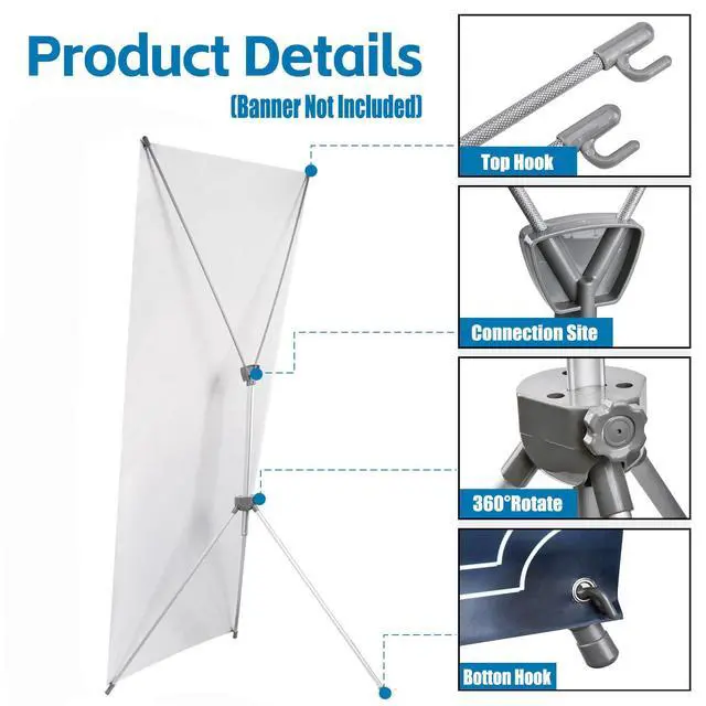 Alt view image 5 of 7 - X Banner Stand Adjustable Fit Banner 23 x 63 to 32 x 78 Inch(STAND ONLY), Portable Travel Bag,Bigger,MoreAdaptableAdvertising,Stores, Tradeshow,Restaurant,Event,Birthday& Party (8 Pack)