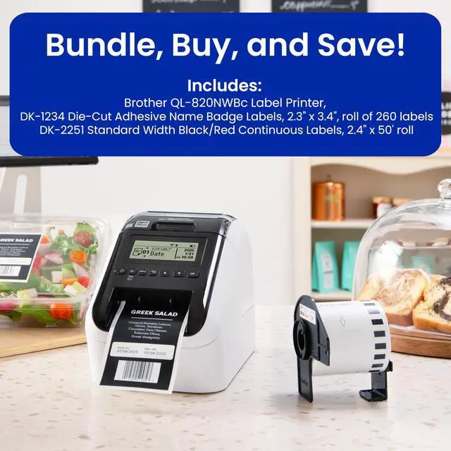 Alt view image 2 of 7 - QL-820NWBC Ultra Flexible Label Printer with Multiple Connectivity Options (Bundle with 2 Rolls of Genuine DK Label Tapes)