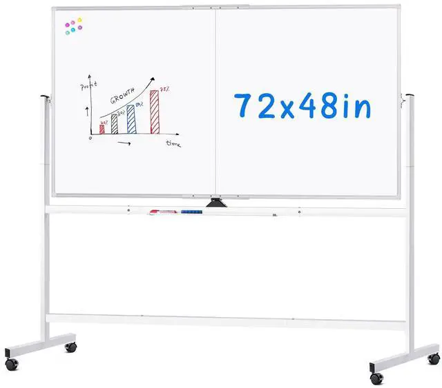Main image of Rolling Whiteboard, 72x48 Large Double-Sided White Board Dry Erase on Wheels, Giant Magnetic White Board Standing for Office, School, Home Office, Homeschool(72 x 48)