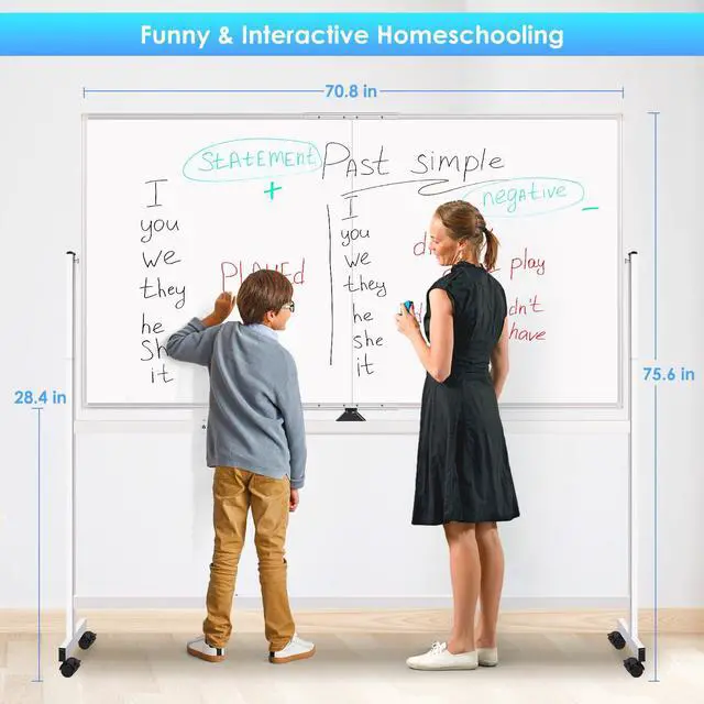 Alt view image 5 of 7 - Rolling Whiteboard, 72x48 Large Double-Sided White Board Dry Erase on Wheels, Giant Magnetic White Board Standing for Office, School, Home Office, Homeschool(72 x 48)