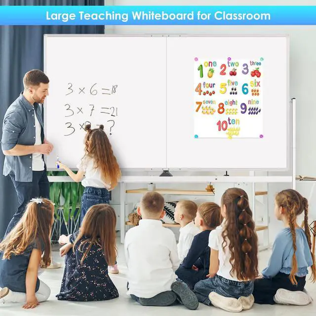 Alt view image 6 of 7 - Rolling Whiteboard, 72x48 Large Double-Sided White Board Dry Erase on Wheels, Giant Magnetic White Board Standing for Office, School, Home Office, Homeschool(72 x 48)