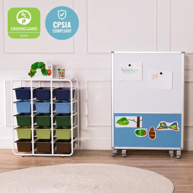 Alt view image 7 of 7 - 5-Tier Storage Rack with 15 Cubby Bins 5x3, Multipurpose Organization, Earthtone