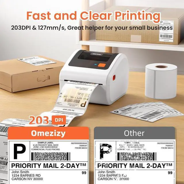 Alt view image 7 of 7 - Bluetooth Shipping Label Printer with 3 Roll Labels | D450BT White Thermal Label Printer 4x6 for Small Business, Thermal Printers Come with 750PCS 4x6 Labels (250 Labels/Roll)