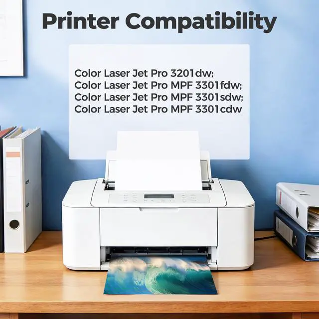 Alt view image 2 of 7 - 218A Toner Cartridges 4 Pack 3301sdw 3301fdw 3301 (with Chip) Compatible for HP 218A 218X W2180A 218 Toner for Color Laser Jet Pro MFP 3301fdw 3301cdw 3201dw Printer Ink (Black Cyan Yellow Magenta)