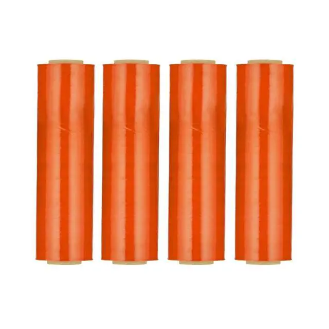 Alt view image 3 of 7 - PSBM Tinted Orange Plastic Hand Stretch Film/Wrap 18" x 1500' 80 GA 4 Rolls | Stretch Wrap, Heavy Duty Plastic Film, Industrial Strength Shrink Packaging for Moving, Packing, Shipping & Storage