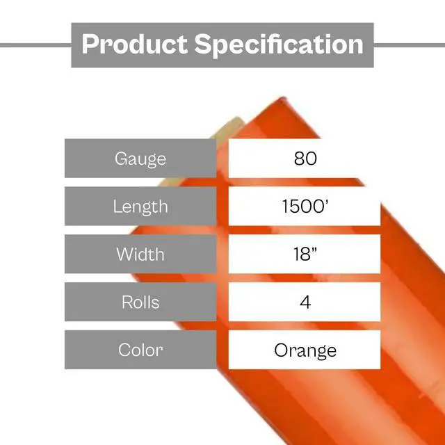 Alt view image 4 of 7 - PSBM Tinted Orange Plastic Hand Stretch Film/Wrap 18" x 1500' 80 GA 4 Rolls | Stretch Wrap, Heavy Duty Plastic Film, Industrial Strength Shrink Packaging for Moving, Packing, Shipping & Storage