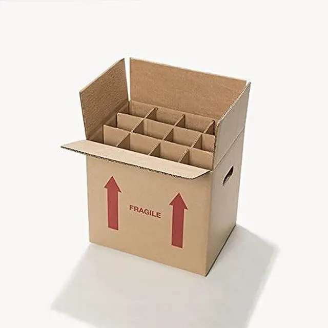 Main image of Corrugated Moving and Storage Box for 12 Bottles, Fragile - 10 Pack