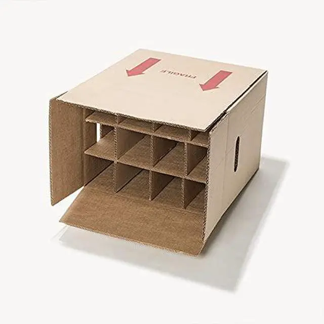 Alt view image 2 of 2 - Corrugated Moving and Storage Box for 12 Bottles, Fragile - 10 Pack