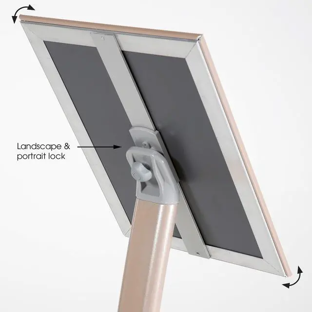 Alt view image 3 of 7 - Curved Menu Board, 8.5x11 Pedestal Sign Holder Pale Rose Floor Standing Aluminum Front Loading Easy Open Poster Message Advertisement Holder For Restaurant Cafe Hotel