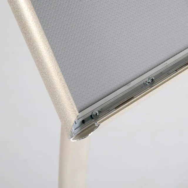 Alt view image 4 of 7 - Curved Menu Board, 8.5x11 Pedestal Sign Holder White Pearlic Floor Standing Aluminum Front Loading Easy Open Poster Message Advertisement Holder For Restaurant Cafe Hotel