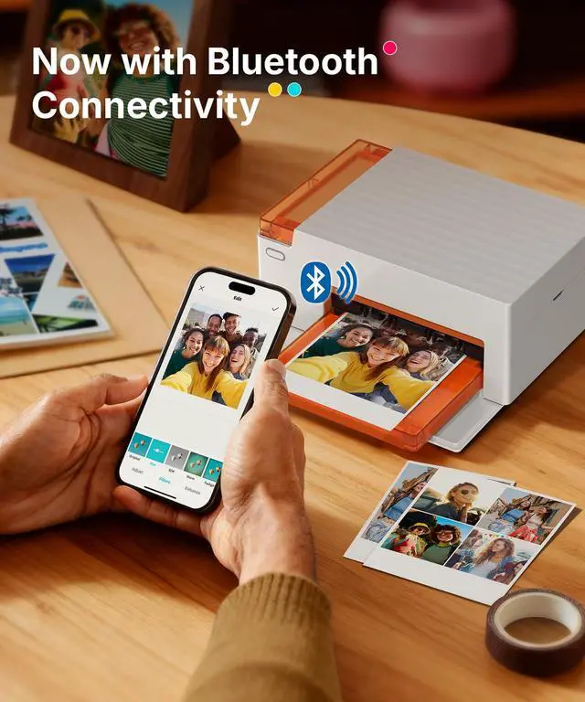 Alt view image 4 of 7 - Amber M110 Bluetooth Photo Printer 80 Sheets, Portable Photo Printer for iPhone, Thermal Dye Sublimation, Picture Printer 60 Sheets 4x6 Paper & 20 Sheets 3" Square Sticker Paper & 2 Cartridges