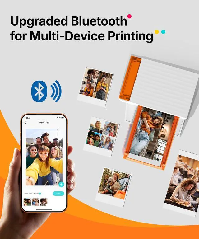 Alt view image 3 of 7 - Amber M110 Bluetooth Photo Printer 80 Sheets, Portable Photo Printer for iPhone, Thermal Dye Sublimation, Picture Printer 60 Sheets 4x6 Paper & 20 Sheets 3" Square Sticker Paper & 2 Cartridges