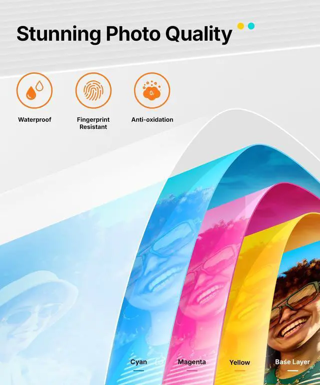 Alt view image 6 of 7 - Amber M110 Bluetooth Photo Printer 80 Sheets, Portable Photo Printer for iPhone, Thermal Dye Sublimation, Picture Printer 60 Sheets 4x6 Paper & 20 Sheets 3" Square Sticker Paper & 2 Cartridges