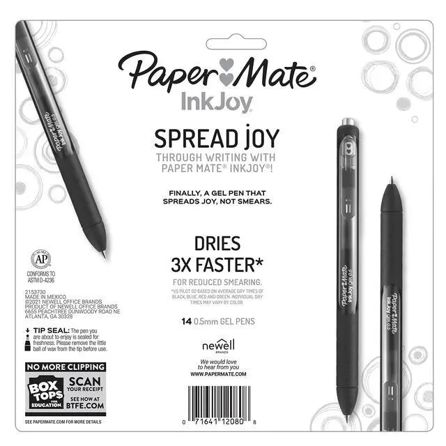 Alt view image 7 of 7 - InkJoy Pens,Gel Pens,Fine Point (0.5 mm),Assorted,- Back to School,Teacher Supplies,Writing,Journaling,14 Count (Pack of 12)
