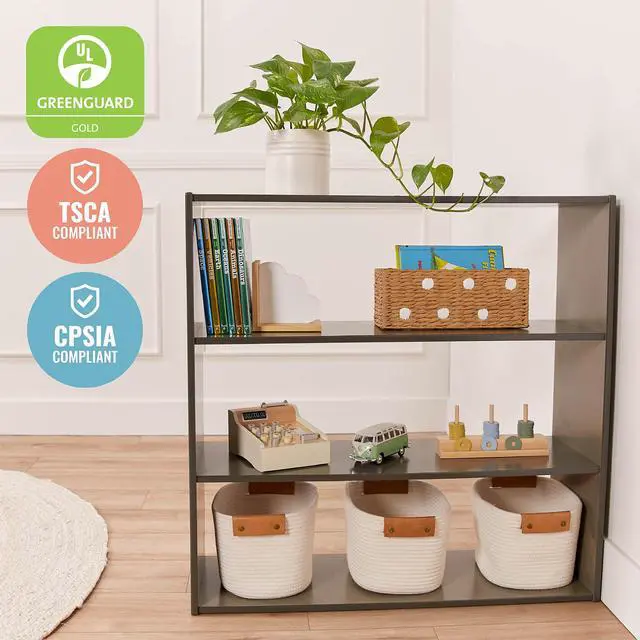Alt view image 6 of 7 - Streamline 3-Shelf Double-Sided Storage Cabinet, 36in, Classroom Furniture, Grey Wash