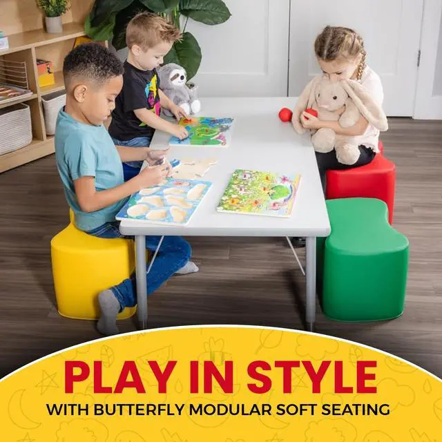 Alt view image 4 of 7 - Butterfly Modular Soft Seating Stool Set - for Preschools and daycares - Toddlers and Children