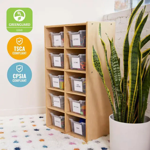 Alt view image 7 of 7 - Streamline 10 Cubby Tray Cabinet and 10 Scoop Front Bins, 5x2, Kids Furniture, Clear