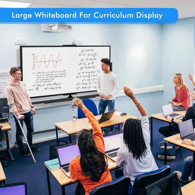 Alt view image 3 of 7 - 72 x 40 Double Sided Rolling Whiteboard, Mobile Whiteboard Magnetic White Board - Large Reversible Dry Erase Board Easel Standing Board on Wheels with Stand (72 x 40 Black)