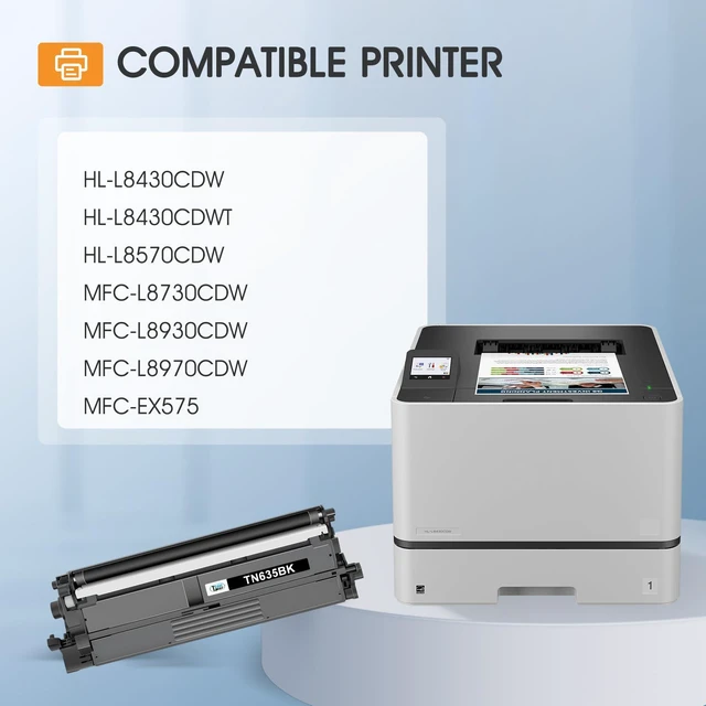 Alt view image 2 of 6 - TN635 TN-635 TN 635 Toner Cartridge TN635XL MFC-L8930CDW HL-L8430CDW | Compatible for Brother TN-635XL TN635XXL MFC-L8730CDW HL-L8570CDW MFC-L8970CDW HL-L8430CDWT MFC-EX575 Ink Printer 4 Pack