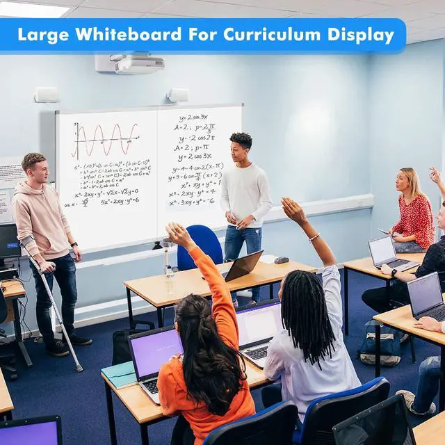 Alt view image 7 of 7 - 60 x 48 Double Sided Rolling Whiteboard, Mobile Whiteboard Magnetic White Board - Large Reversible Dry Erase Board Easel Standing Board on Wheels with Stand (60 x 48)