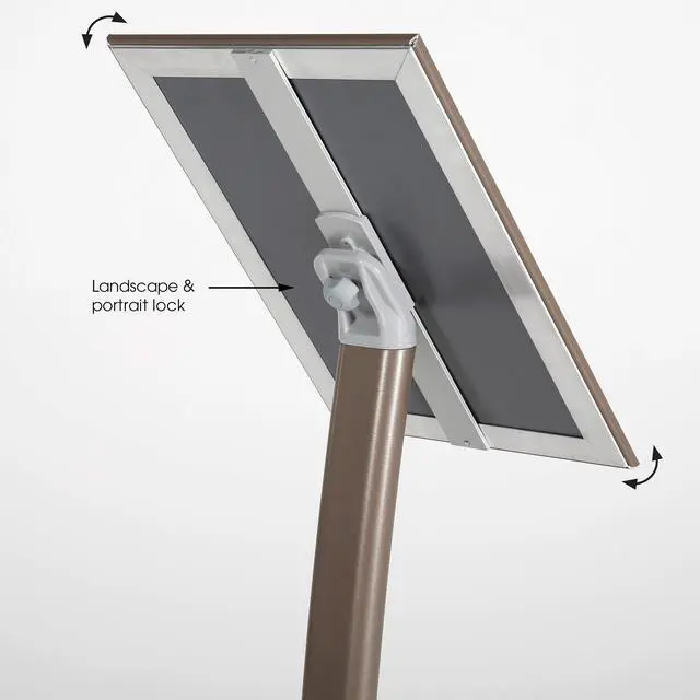 Alt view image 3 of 7 - Curved Menu Board, 11x17 Pedestal Sign Holder Earth Color Floor Standing Aluminum Front Loading Easy Open Poster Message Advertisement Holder For Restaurant Cafe Hotel