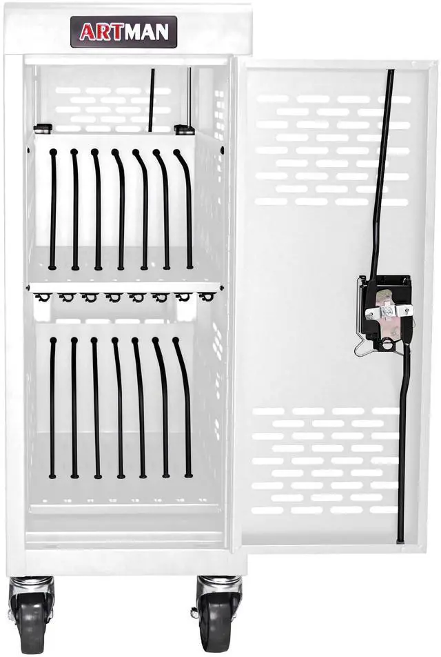 Main image of 16 Devices Mobile Charging Cart for Laptop Up to 16.3-inch Screen,Charging Station and Tablet Storage Cart for iPad, Chromebooks with Cord Organizer, White