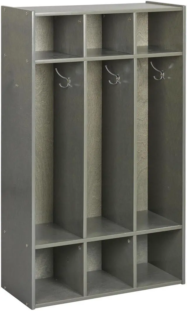 Main image of Streamline 3-Section Coat Locker with Cubby Storage, Classroom Furniture, Grey Wash