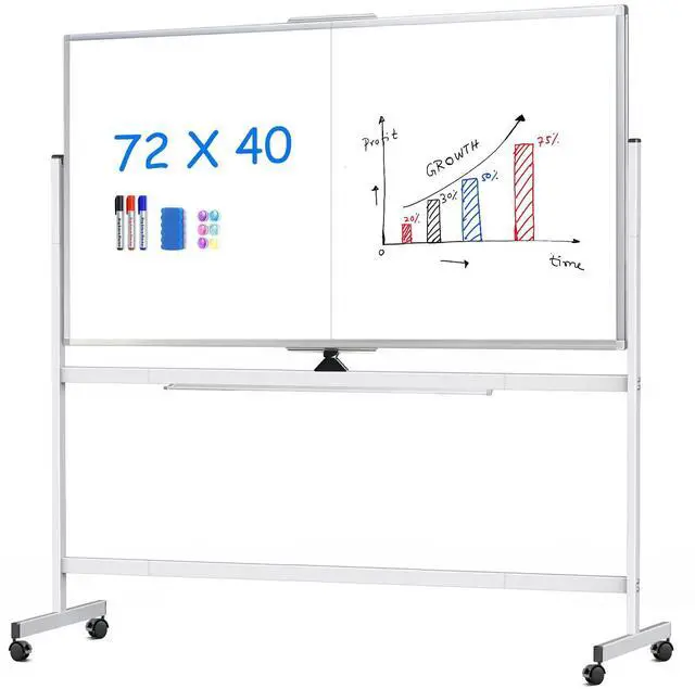 Main image of Rolling Whiteboard, 72x40 Large Double-Sided White Board Dry Erase on Wheels, Giant Magnetic White Board Standing for Office, School, Home Office, Homeschool(72 x 40)