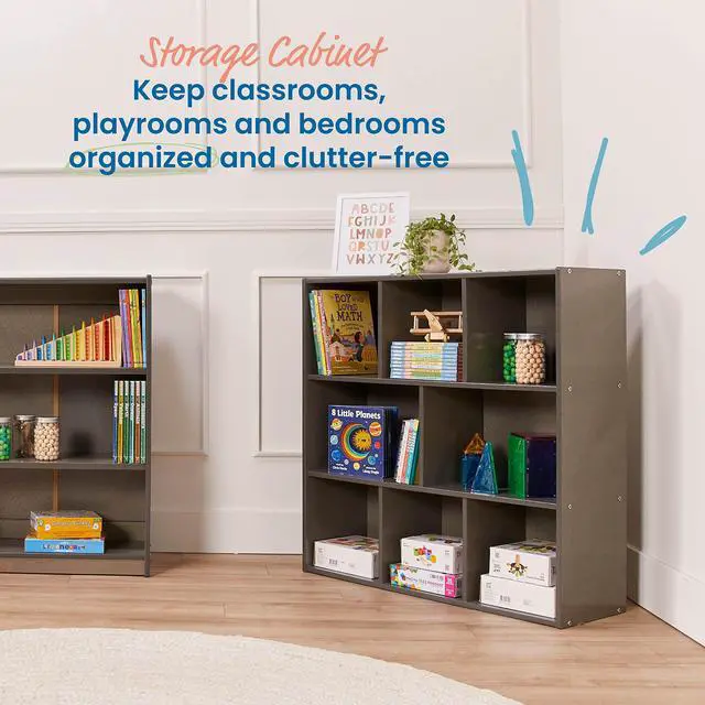 Alt view image 3 of 7 - Streamline 8-Compartment Single-Sided Storage Cabinet, 36in, Kids Furniture, Grey Wash