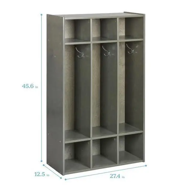 Alt view image 2 of 7 - Streamline 3-Section Coat Locker with Cubby Storage, Classroom Furniture, Grey Wash