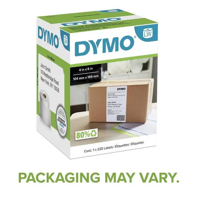 Alt view image 2 of 7 - Authentic LW Extra-Large Shipping Labels Labels for LabelWriter 5XL and 4XL Label Printers Only White 4" x 6" 1 Roll of 220 (Pack of 6)