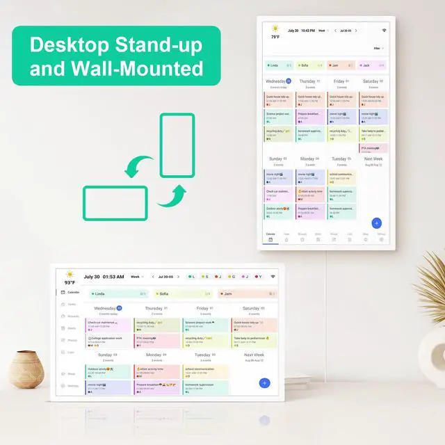 Alt view image 2 of 7 - Digital Calendar, Smart WiFi Electronic Calendar&Chore Chart, IPS Touch Screen HD Display for Family Schedules, Share Moments Instantly from Anywhere (24)