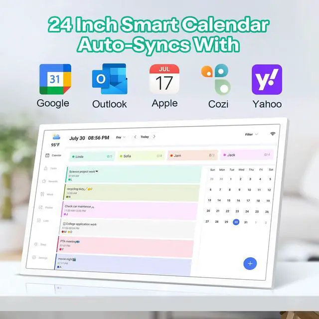 Alt view image 3 of 7 - Digital Calendar, Smart WiFi Electronic Calendar&Chore Chart, IPS Touch Screen HD Display for Family Schedules, Share Moments Instantly from Anywhere (24)