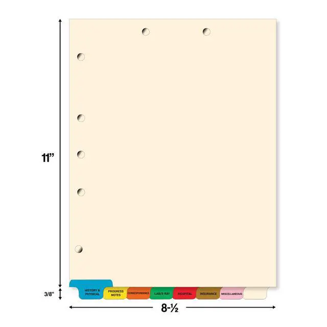 Alt view image 5 of 7 - Stock Medical Chart Dividers, 200 Sets of 8 Popular Healthcare Index Tab, Bottom Tab, 8-1/2" x 11-3/8", Tabbies 54500, File Folder Organizer for Nursing Patient Charts & Medical Records