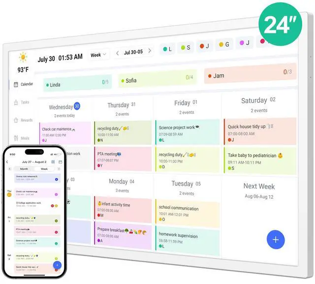 Main image of Digital Calendar, Smart WiFi Electronic Calendar&Chore Chart, IPS Touch Screen HD Display for Family Schedules, Share Moments Instantly from Anywhere (24)
