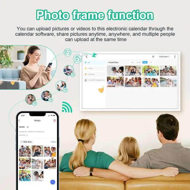 Alt view image 5 of 7 - Digital Calendar, Smart WiFi Electronic Calendar&Chore Chart, IPS Touch Screen HD Display for Family Schedules, Share Moments Instantly from Anywhere (24)
