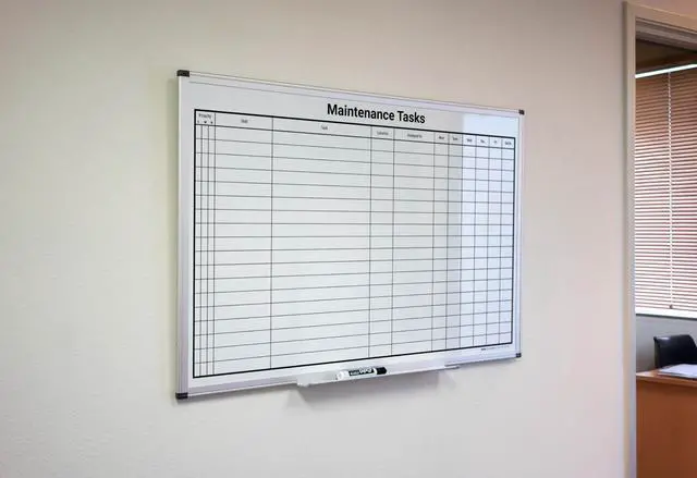 Alt view image 3 of 7 - Magnetic Maintenance Tasks Dry Erase Whiteboard Wall Mounted with Aluminum Frame & Marker Tray Easy Erase Task Tracking Board for Facilities & Management (36" x 24")