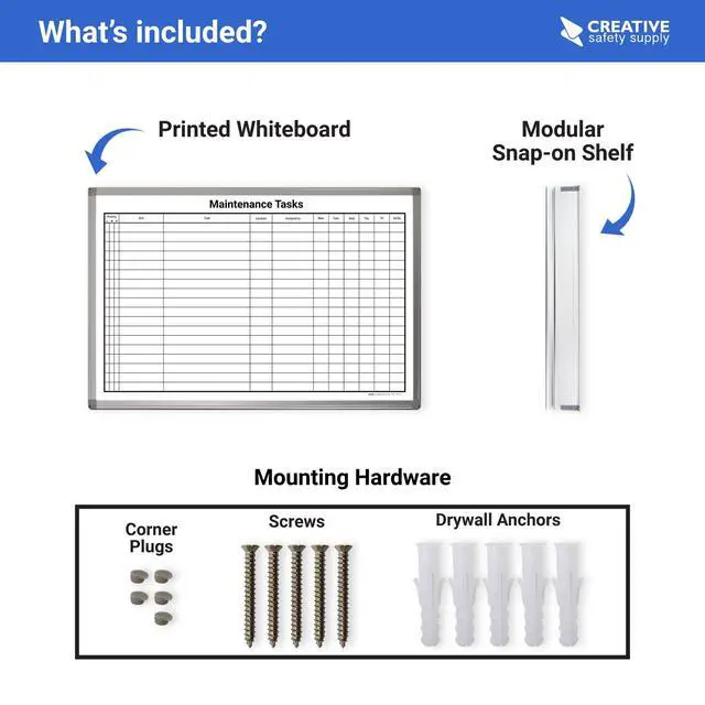 Alt view image 5 of 7 - Magnetic Maintenance Tasks Dry Erase Whiteboard Wall Mounted with Aluminum Frame & Marker Tray Easy Erase Task Tracking Board for Facilities & Management (36" x 24")