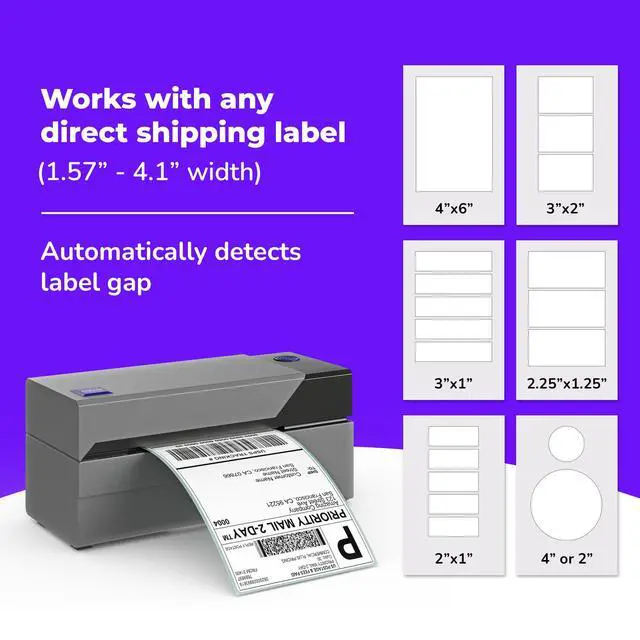 Alt view image 4 of 7 - USB Shipping Label Printer - Commercial Grade 4x6 Thermal Label Printer for Shipping Packages - High Speed Custom Sticker Label Maker for Small Business - Supports Windows & Mac